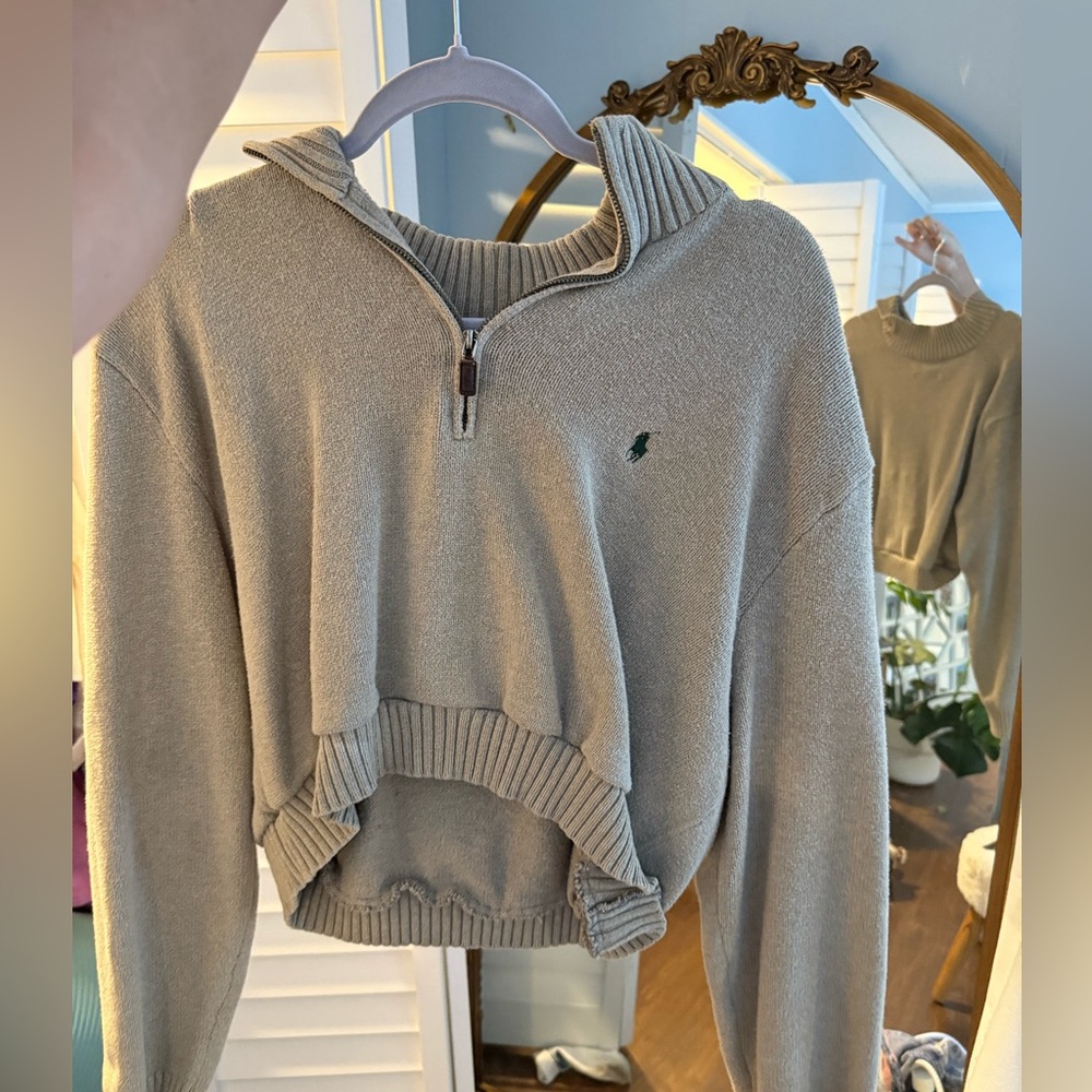 Cropped Ralph Lauren Tan Cotton Sweater